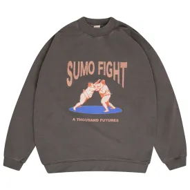 A Thousand Futures 'Sumo Fight' Vintage Washed Sweater - Charcoal