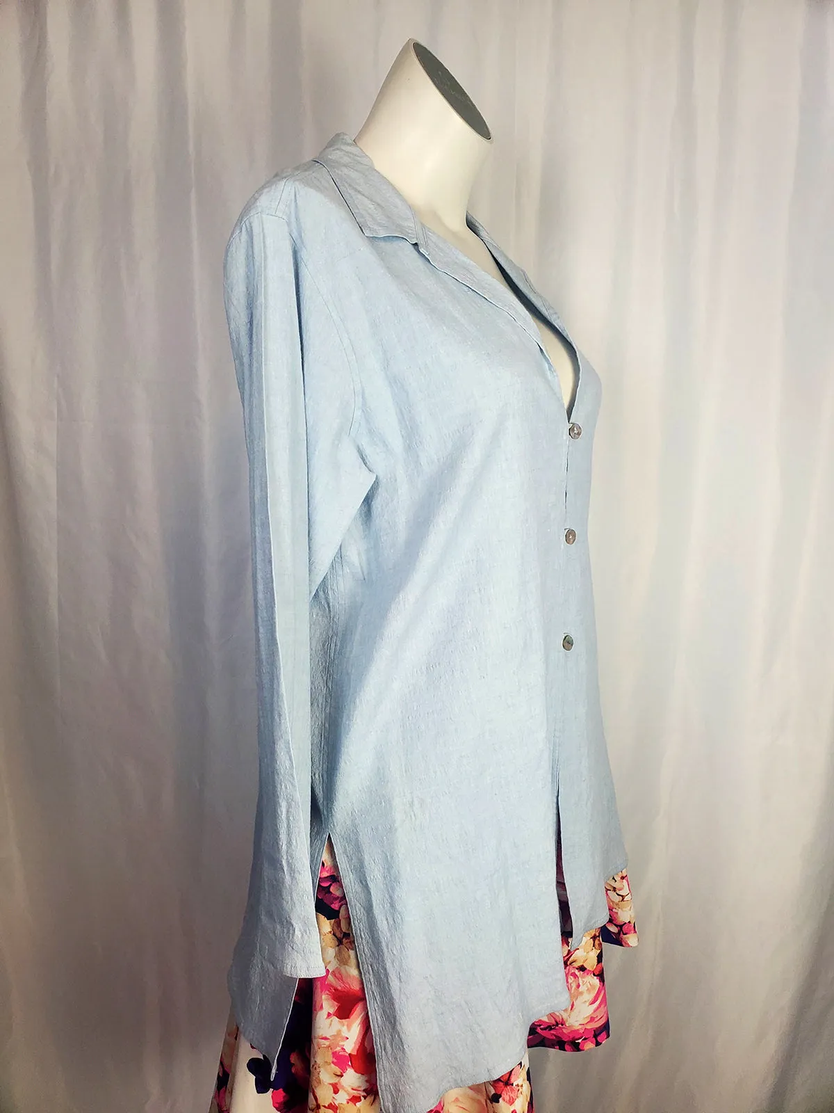 ADRI Size 14 Light Blue Linen Shirt