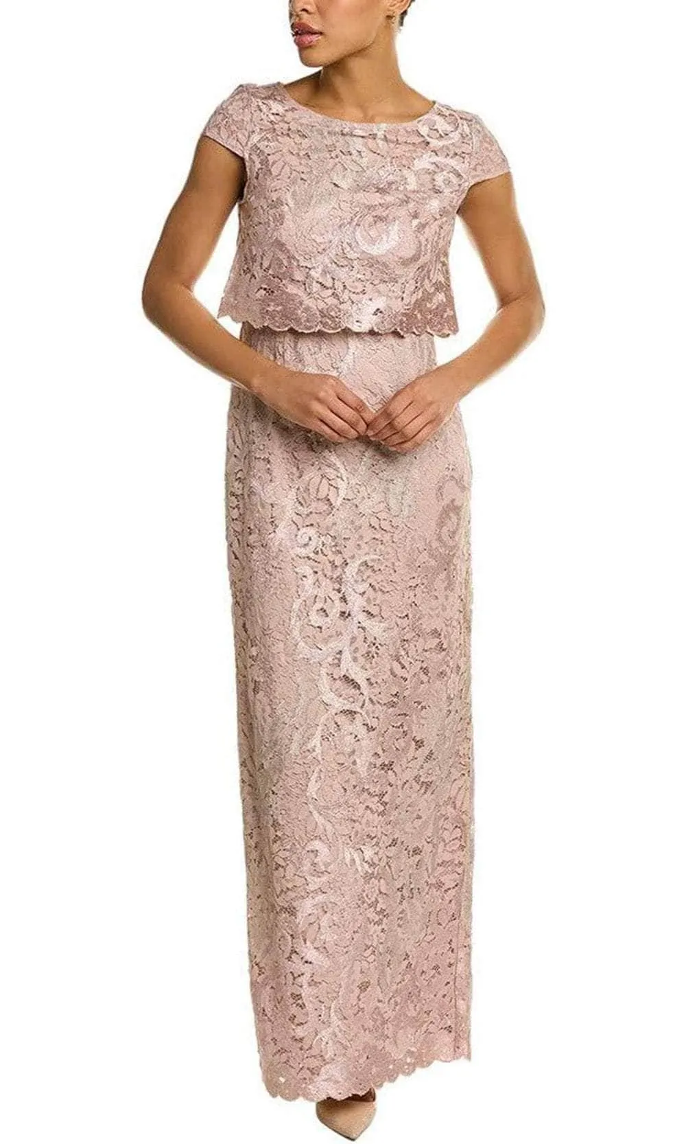 Adrianna Papell AP1E209930 - Lace Cap Sleeve Long Dress