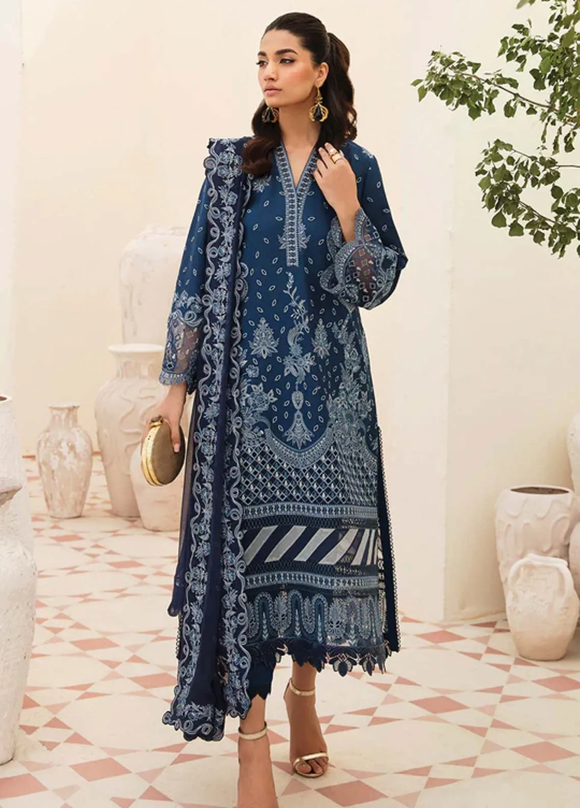 Afrozeh Embroidered Lawn Unstitched 3 Piece Suit - 09