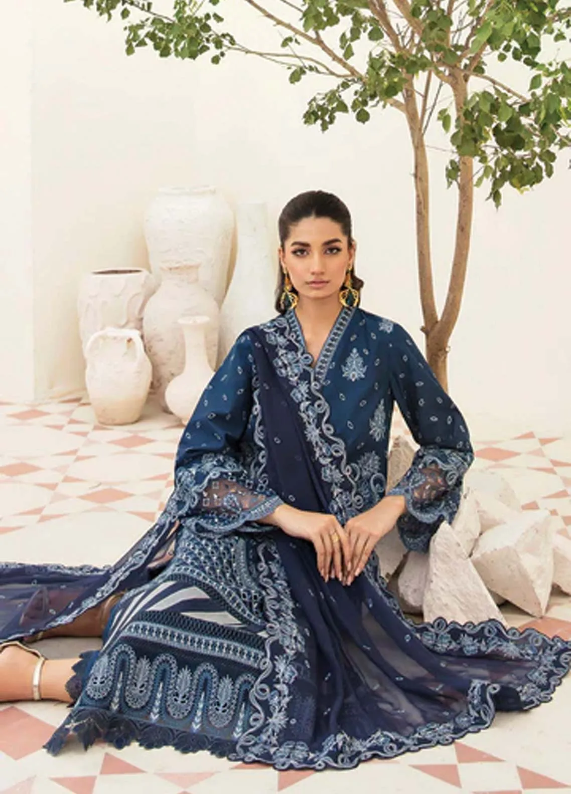 Afrozeh Embroidered Lawn Unstitched 3 Piece Suit - 09