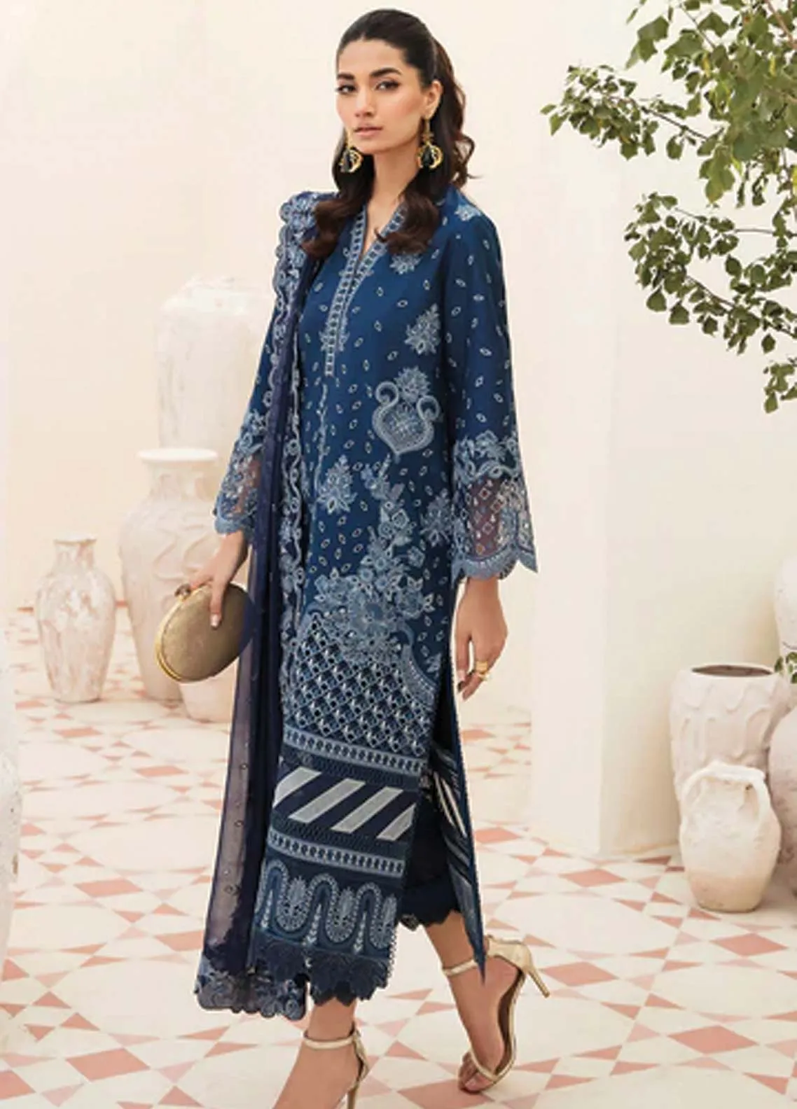 Afrozeh Embroidered Lawn Unstitched 3 Piece Suit - 09