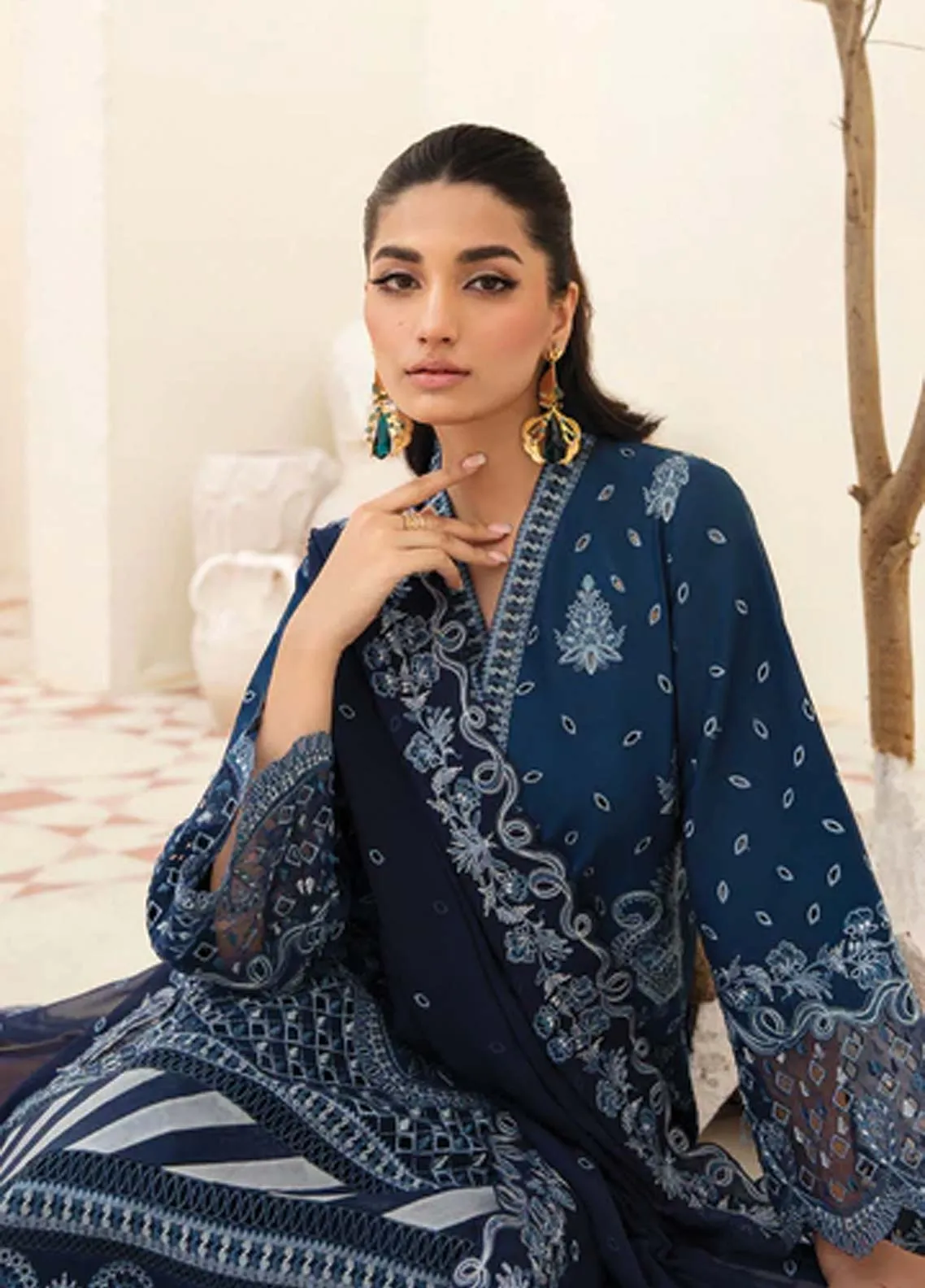 Afrozeh Embroidered Lawn Unstitched 3 Piece Suit - 09