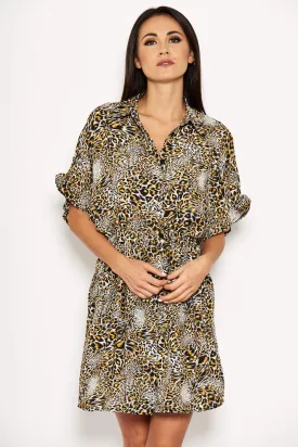 Animal Print Shirt Dress