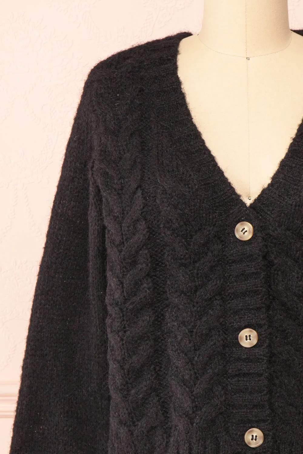 Antin Black | Knit Cardigan w/ Buttons