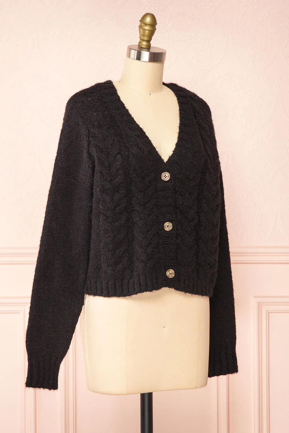 Antin Black | Knit Cardigan w/ Buttons