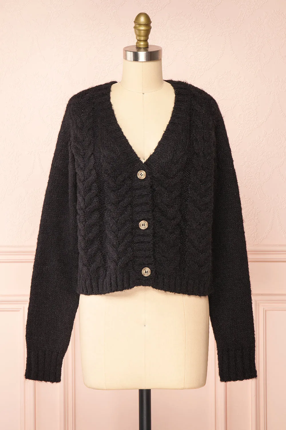 Antin Black | Knit Cardigan w/ Buttons