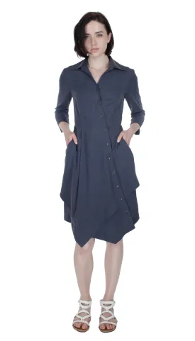 Asym Placket Double tier Shirtdress