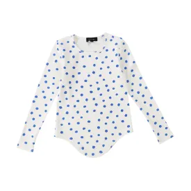 BAMBOO BASICS BLUE POLKA DOT PRINT SEAMLESS TEE [Final Sale]