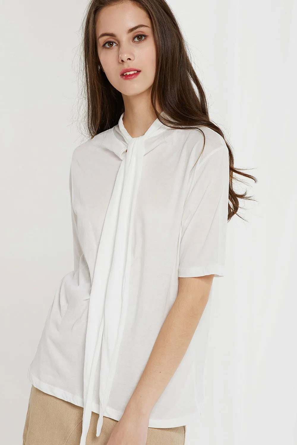 Banu Tie Collar Top