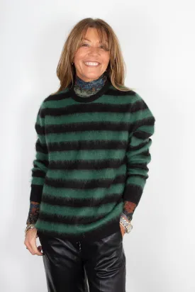 BF Truman Stripe Mohair Jumper in Bottle Green