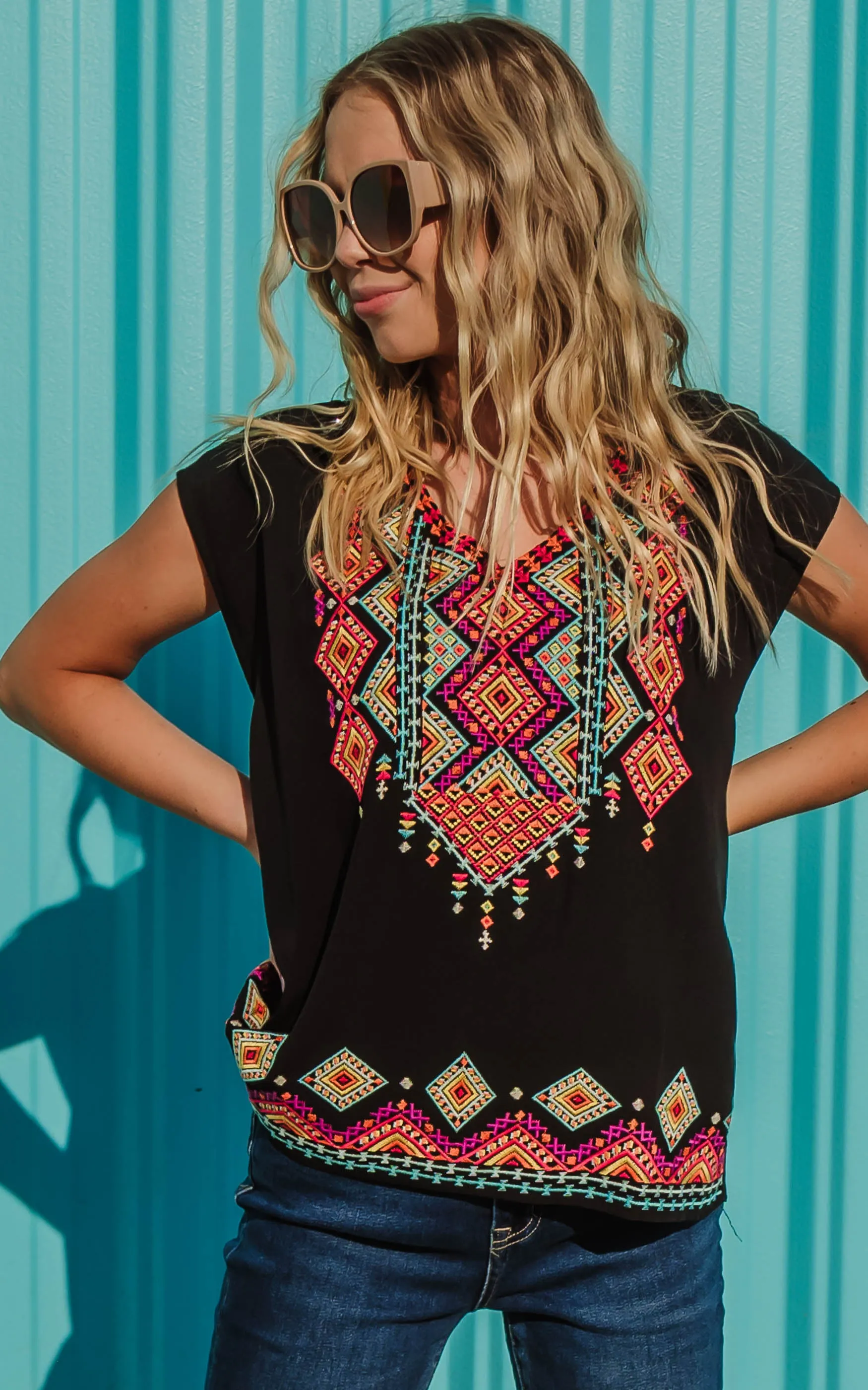 Black Embroidered Top - Final Sale