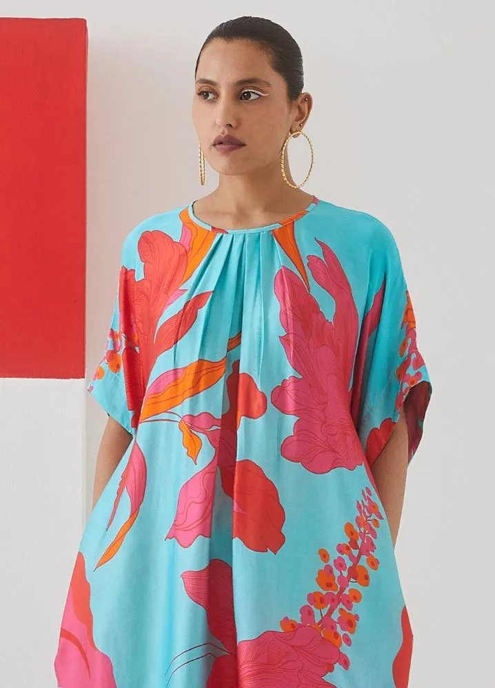 Blue Rose Kimono Kurta  Trousers