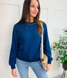 Blue Round Neck Sweatshirt