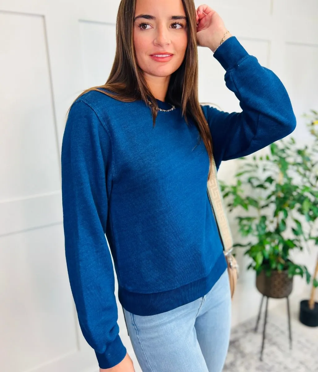 Blue Round Neck Sweatshirt