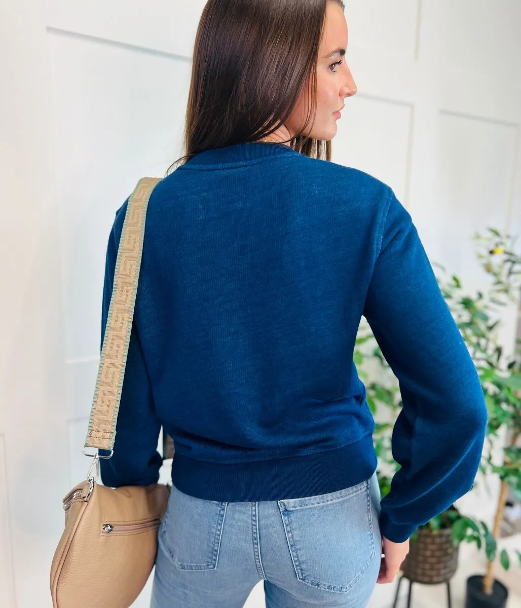 Blue Round Neck Sweatshirt