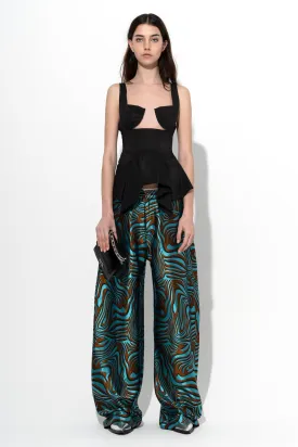 BLUE ZEBRA BROCADE BOYFRIEND TROUSERS