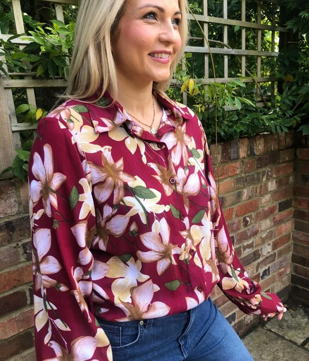 Burgundy Lottie Vintage Floral Blouse