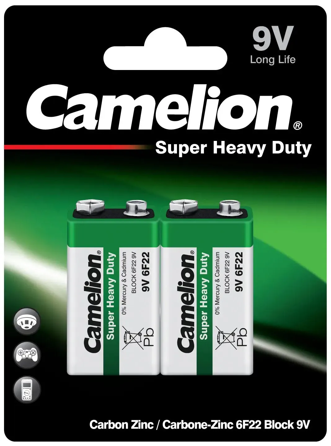 CAMELION 9V SUPER HEAVY DUTY BATTERY - 2 PACK