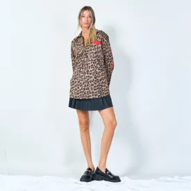 Chic leopard print button-up shirt wholesale