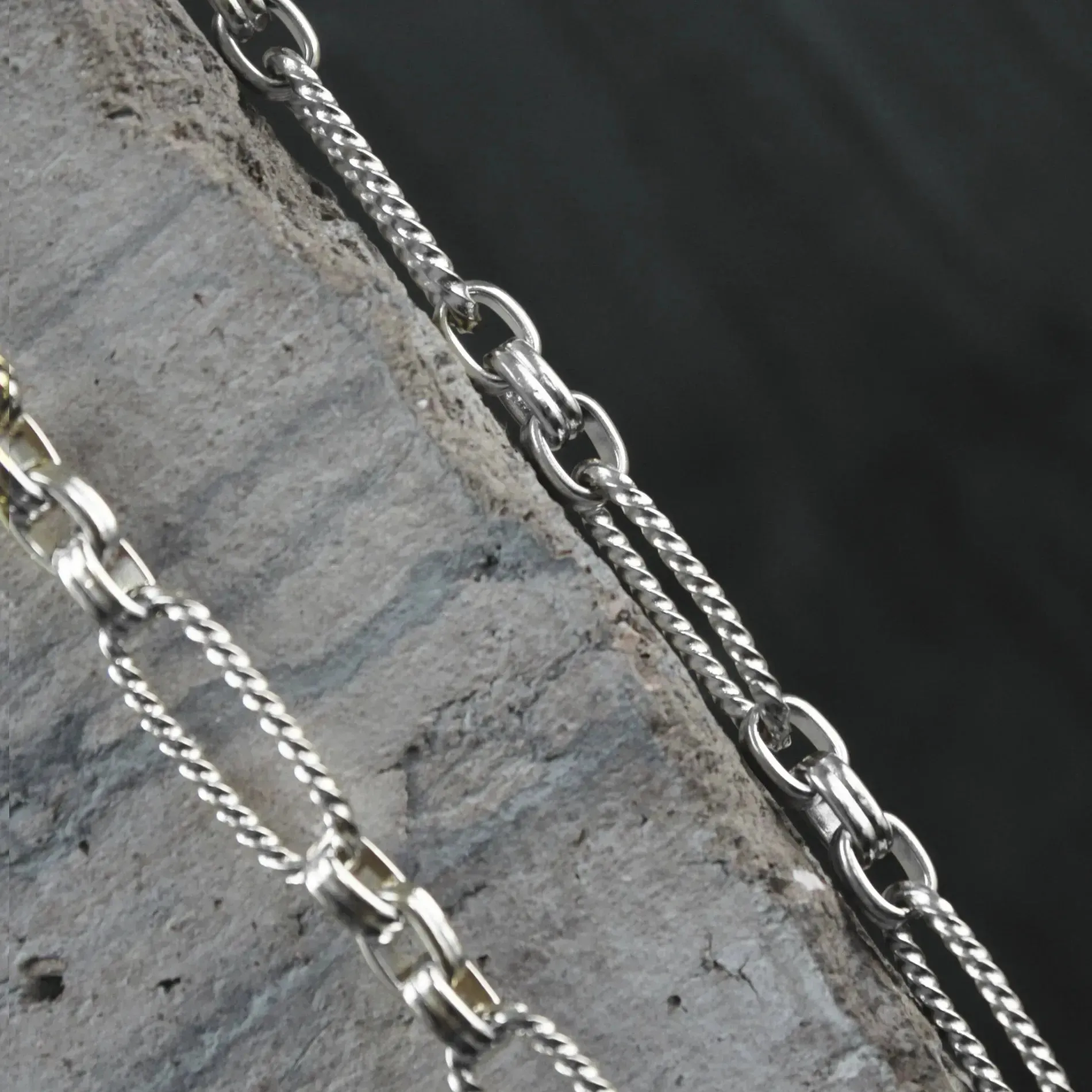 Courage Waterproof Short Oval Ripple Link Necklace Silver Plating