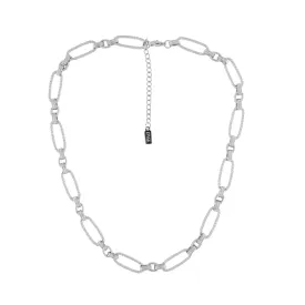 Courage Waterproof Short Oval Ripple Link Necklace Silver Plating