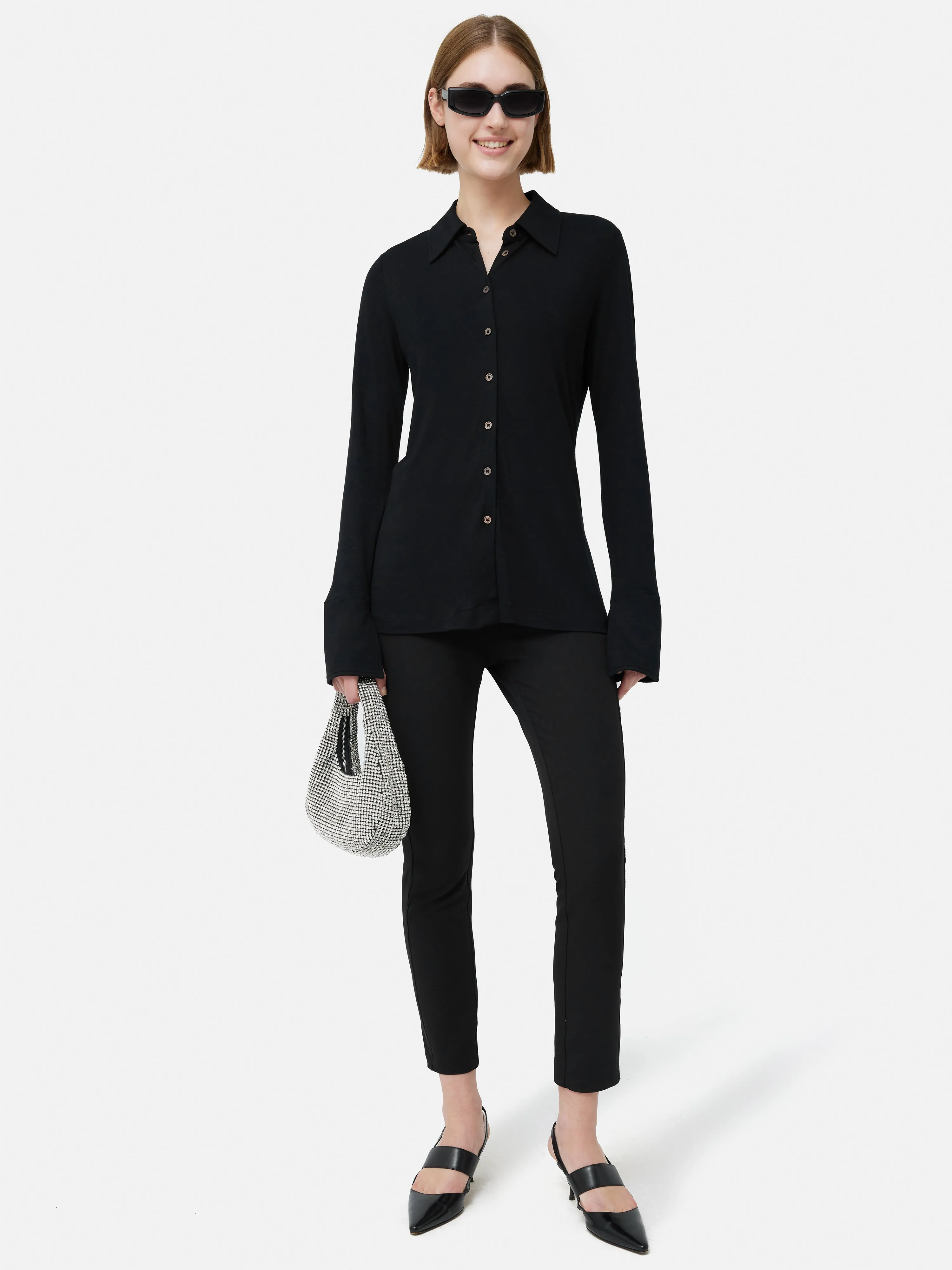 Crepe Jersey Shirt | Black