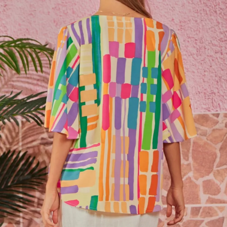 Dancing Rainbows Multi Color Printed Blouse