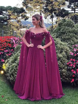 Elegant Appliques Long Prom Dresses, 2020 Off Shoulder Prom Dresses