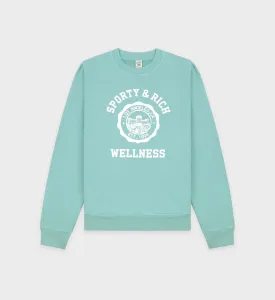 Emblem Crewneck - Aquamarine/White