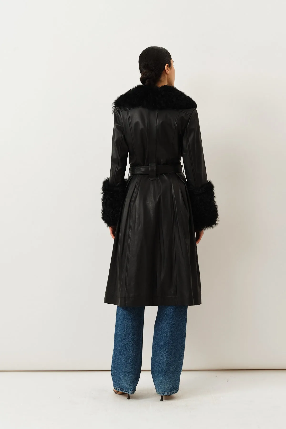 Foxy Shearling Coat — Black