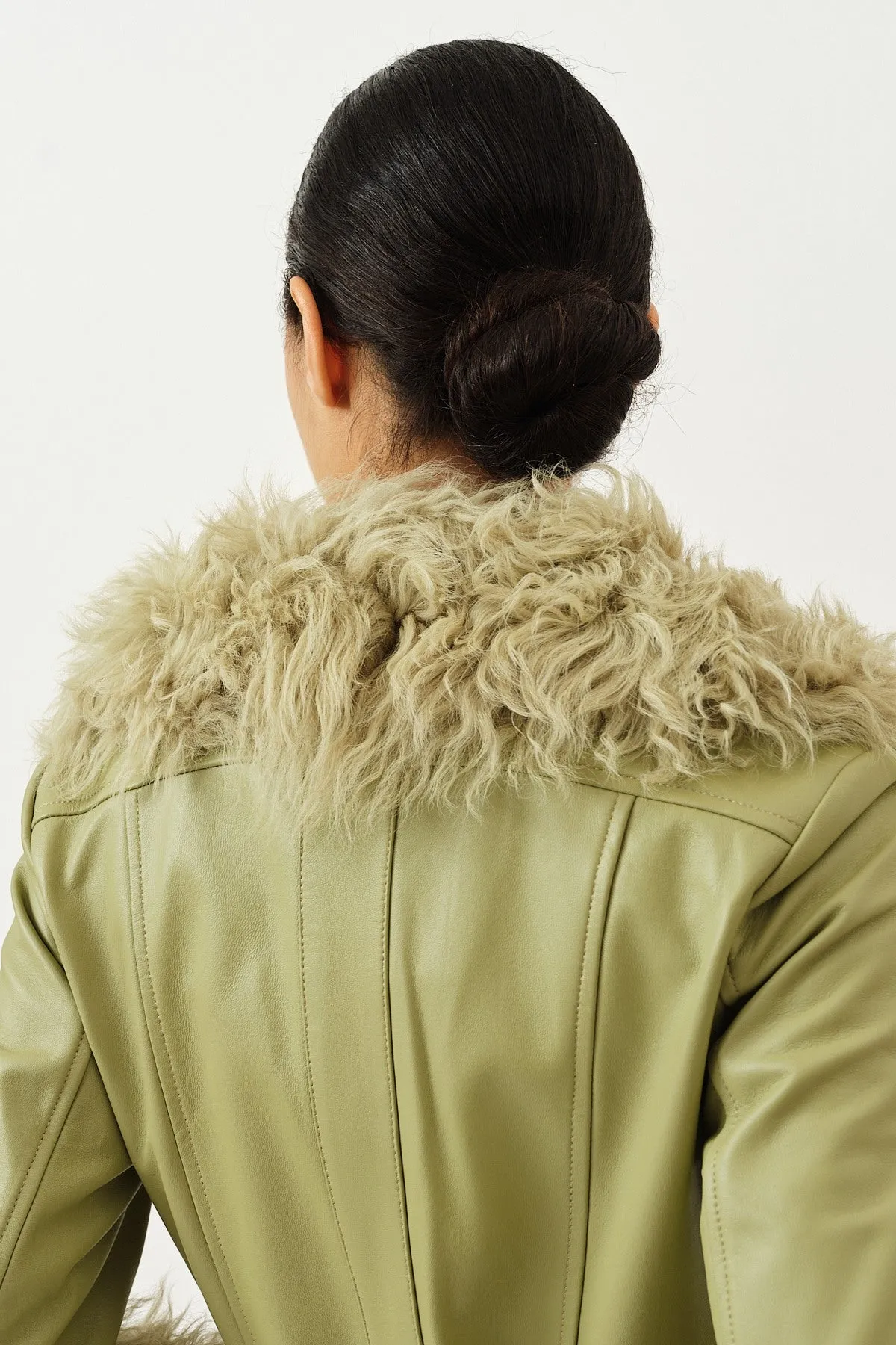 Foxy Shearling Coat — Sage