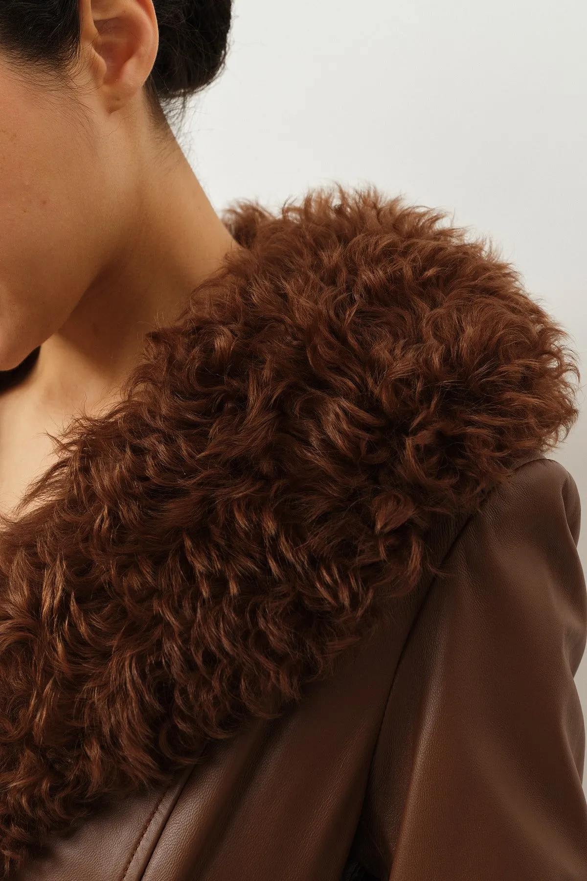 Foxy Shearling Coat — Walnut