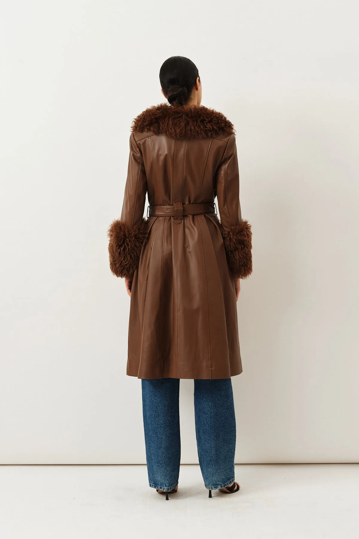 Foxy Shearling Coat — Walnut