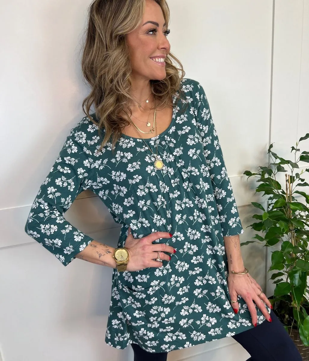 Green Busy Lizzy Tunic Top