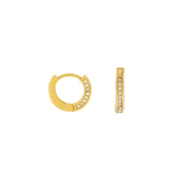 Joy Waterproof Clear CZ 3 Sides Hoop Earring 18K Gold Plating