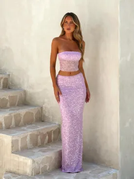 KARA MAXI SKIRT LILAC SEQUIN