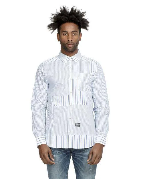 Konus Men's Patched Long Sleeve Button Down Shirt