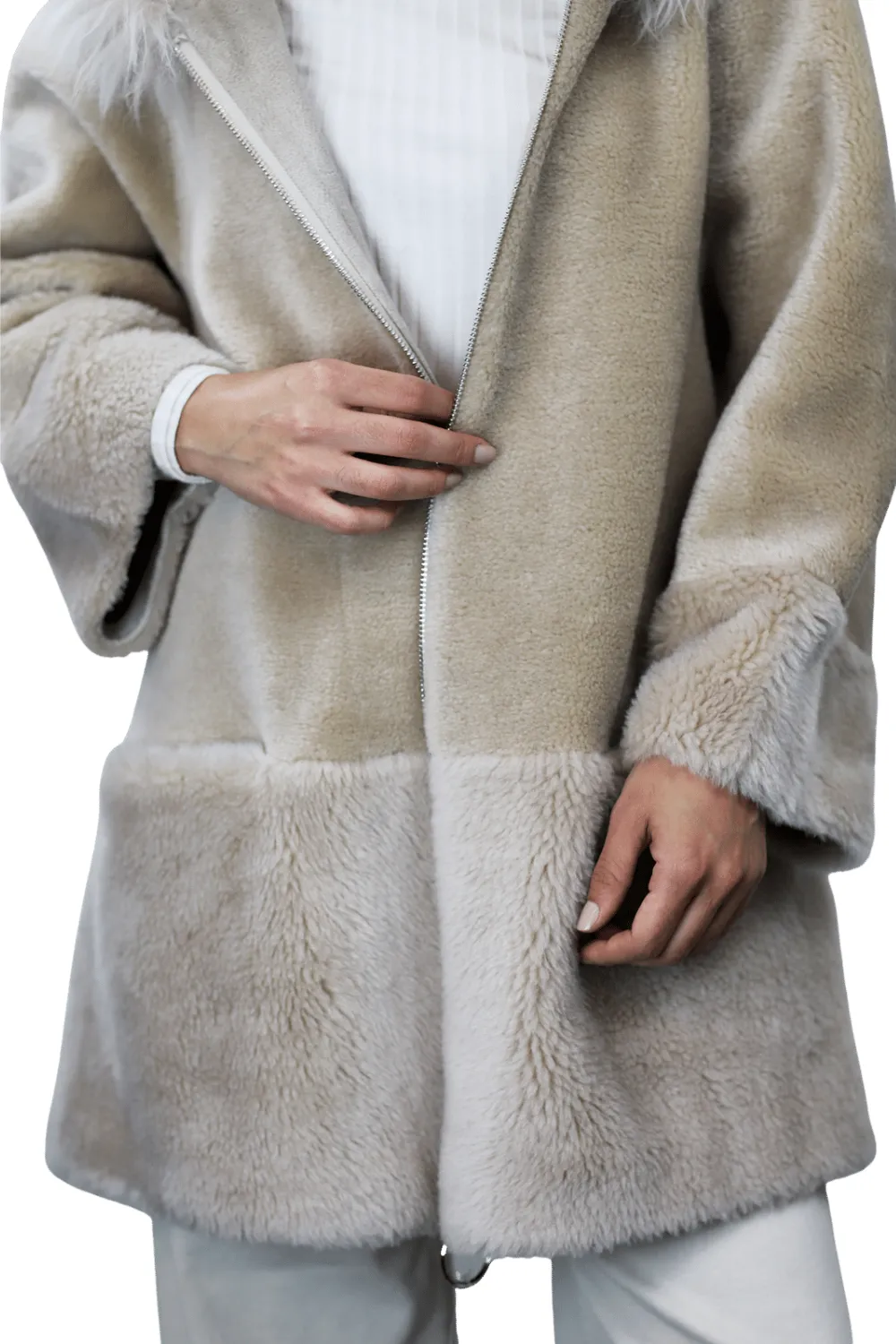 La Fiorentina ¾ Shearling Coat w/ Australian Wool - Beige