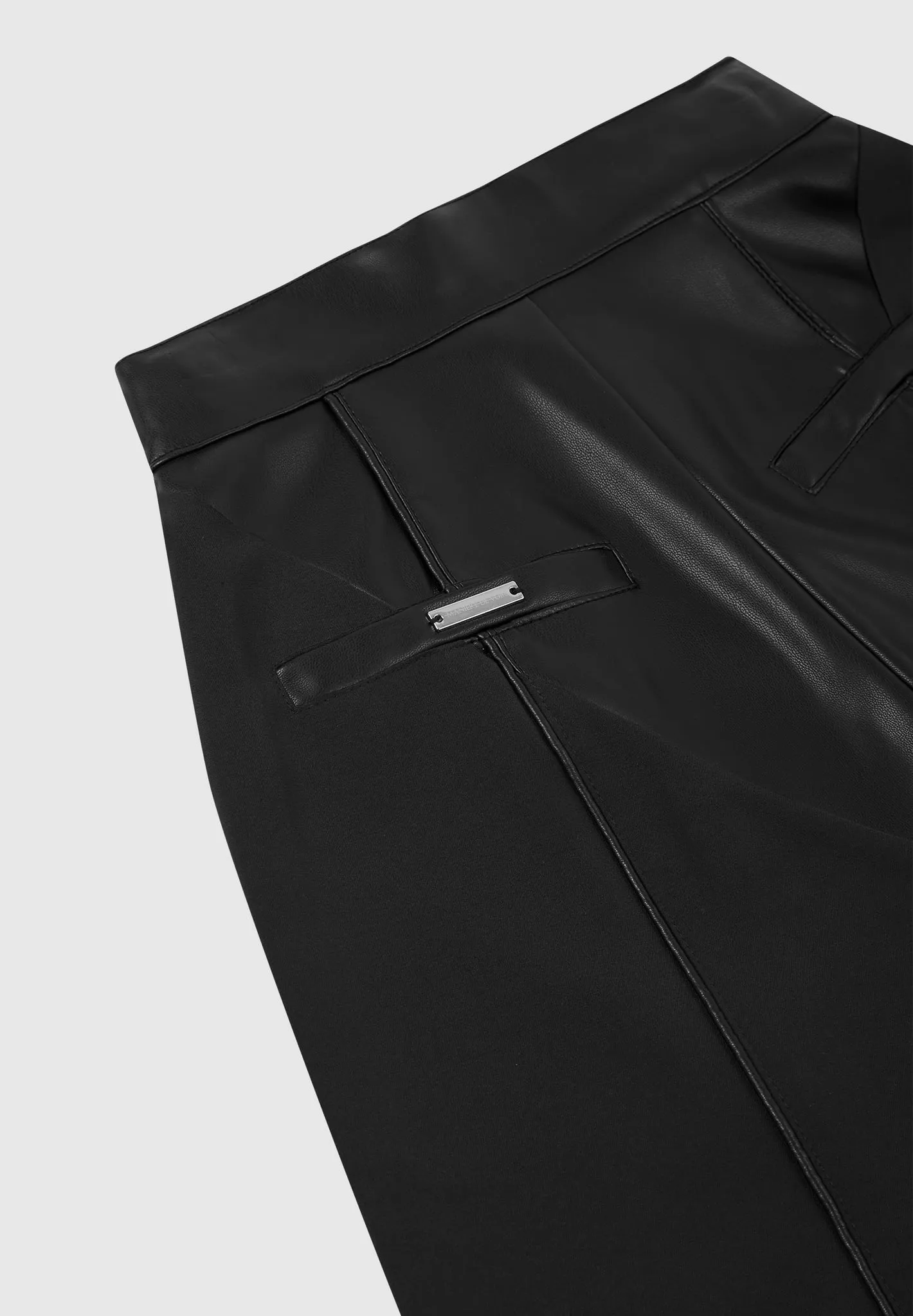 Leather & Woven Trousers - Black