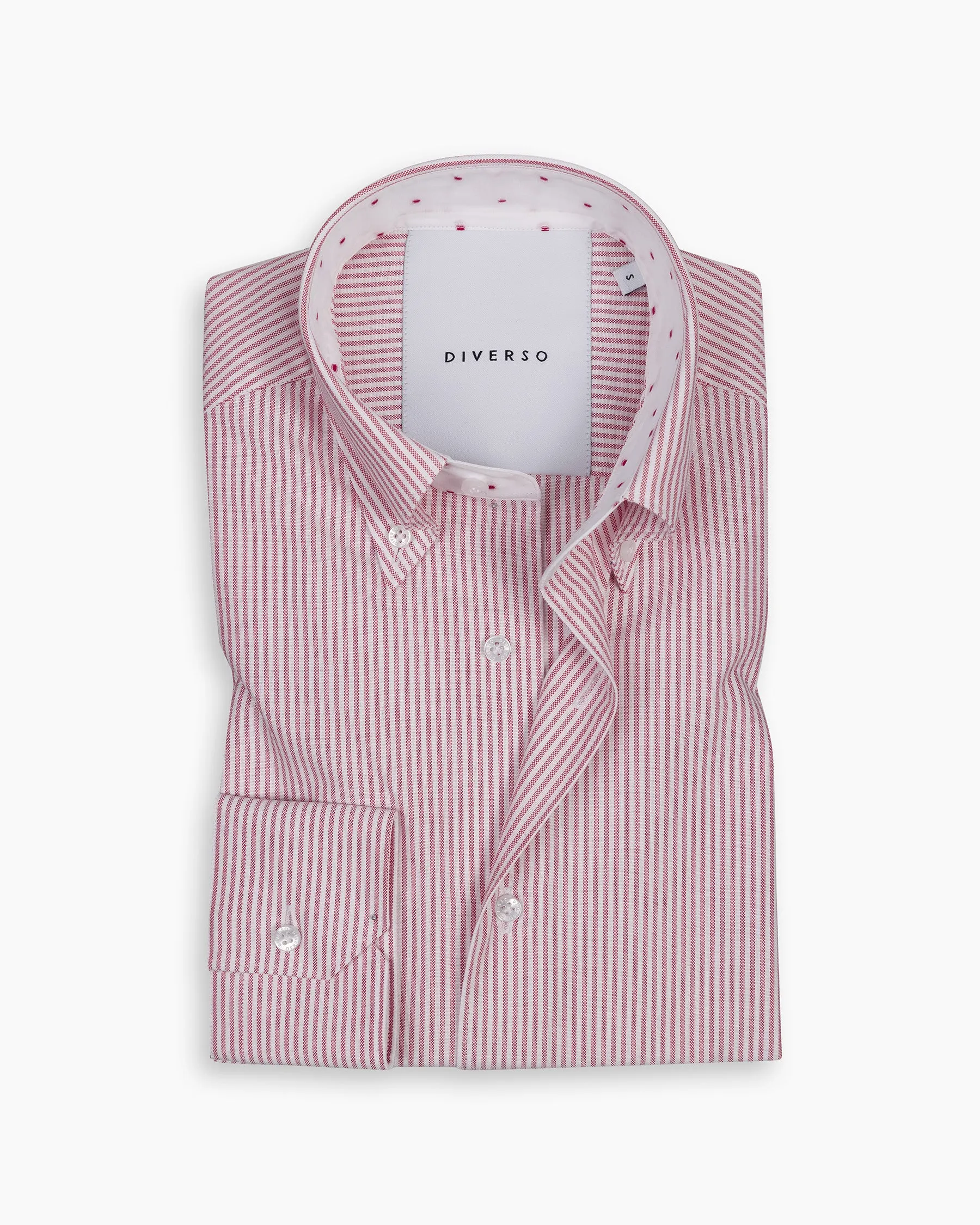 Red Stripe Oxford Contrast Button Down Shirt