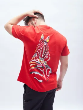 Red Zebra Graphic Oversized Tshirt