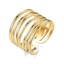 Reriti Intensity 18K gold plated Cuff Bangle Finger Ring