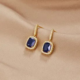 Sapphire Gold Crystal Earrings