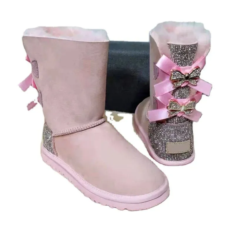 stylish winter boots for women in stock Sparkle with bow with jewel winter   boots