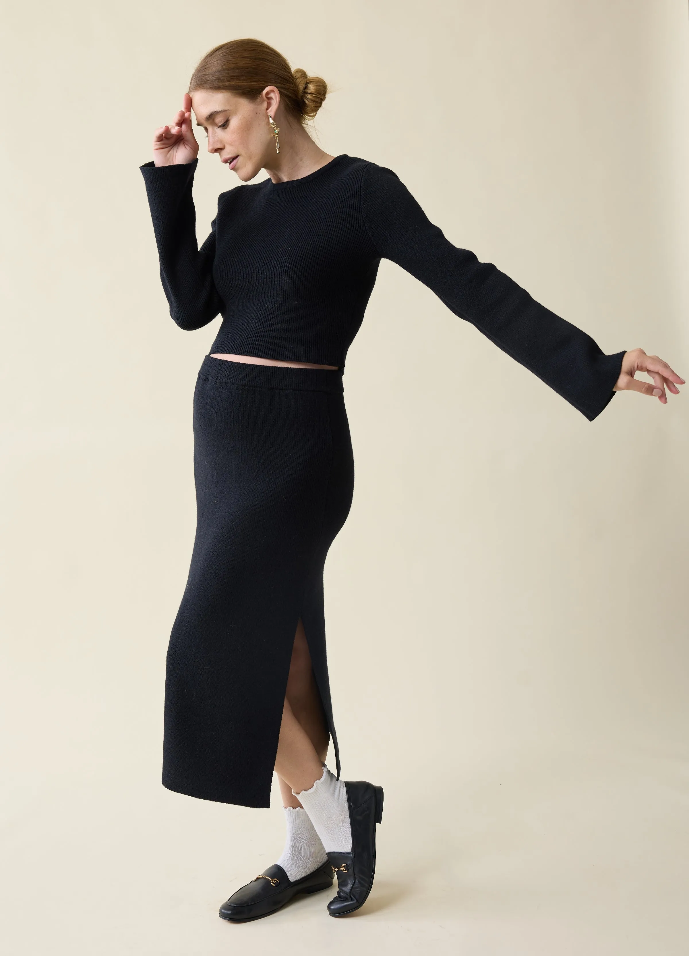 The Mix   Mingle  Black Maternity Sweater Midi Skirt