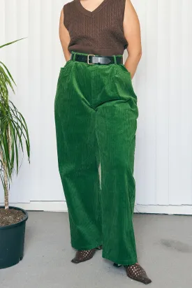 Unisex POISON GREEN Corduroy Grampa Trousers